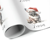 Christmas French Bull Dog Weihnachtsmannmütze Geschenkpapier (Rolleneckpunkt)