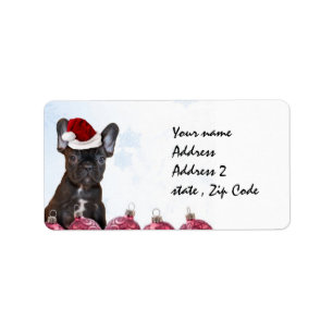 Christmas French Bulldog Adressaufkleber