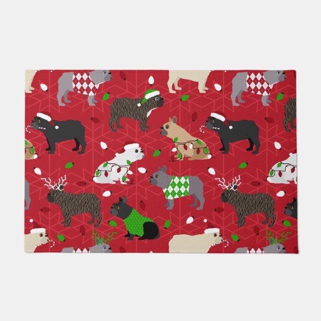 Christmas French Bulldog Doormat Fußmatte (Vorderseite)