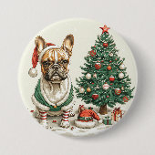 Christmas French Bulldog Elf Dog Button (Vorderseite)