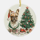 Christmas French Bulldog Elf Dog Keramik Ornament (Vorne)