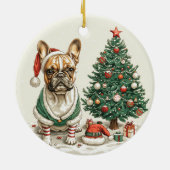Christmas French Bulldog Elf Dog Keramik Ornament (Hinten)