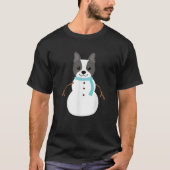 Christmas French Bulldog Frenchie Snowman Dog Gif T-Shirt (Vorderseite)