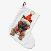 Christmas French Bulldog Großer Weihnachtsstrumpf (Vorderansicht (hängend))