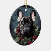 Christmas French Bulldog Holly Keramik Ornament (Rechts)