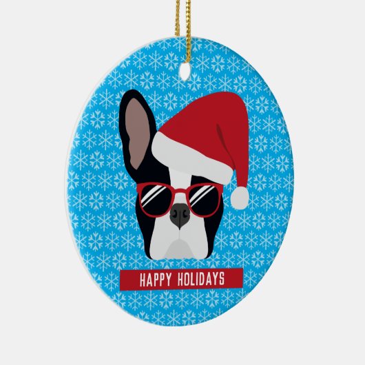 Christmas French Bulldog Keramik Ornament (Rechts)