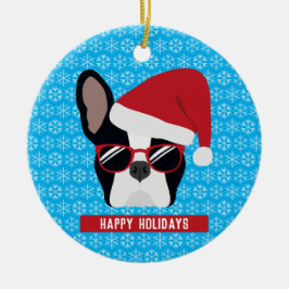 Christmas French Bulldog Keramik Ornament