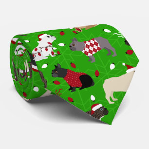 Christmas French Bulldog Neck Tie Krawatte