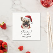 Christmas French Bulldog Personalisiert Cheers Serviette (Beispiel)