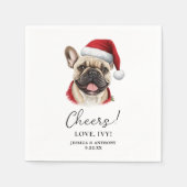 Christmas French Bulldog Personalisiert Cheers Serviette (Vorderseite)