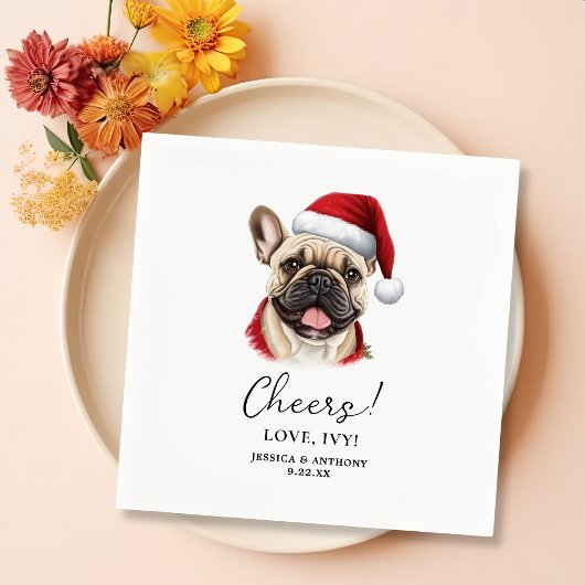 Christmas French Bulldog Personalisiert Cheers Serviette