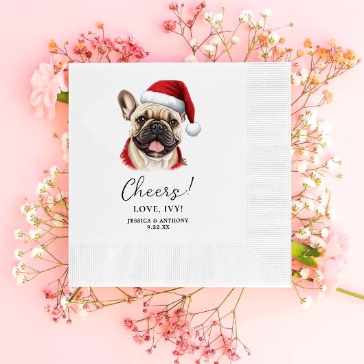 Christmas French Bulldog Personalisiert Cheers Serviette