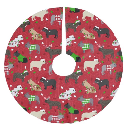Christmas French Bulldog Polyester Weihnachtsbaumdecke (Vorderseite)