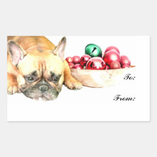 Christmas French Bulldog Rechteckiger Aufkleber