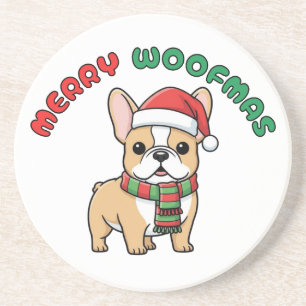 Christmas French Bulldog Untersetzer: Frohe Woofma Getränkeuntersetzer