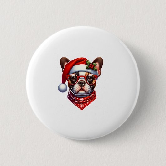 Christmas French Bulldog Weihnachtsmannmütze Frenc Button (Vorderseite)