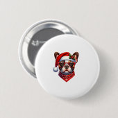 Christmas French Bulldog Weihnachtsmannmütze Frenc Button (Vorne & Hinten)