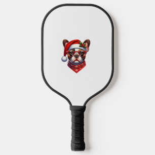 Christmas French Bulldog Weihnachtsmannmütze Frenc Pickleball Schläger