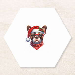 Christmas French Bulldog Weihnachtsmannmütze Frenc Untersetzer