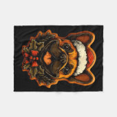 Christmas French Bulldog With Santa Hat Gingerbrea Fleecedecke (Vorderseite (Horizontal))
