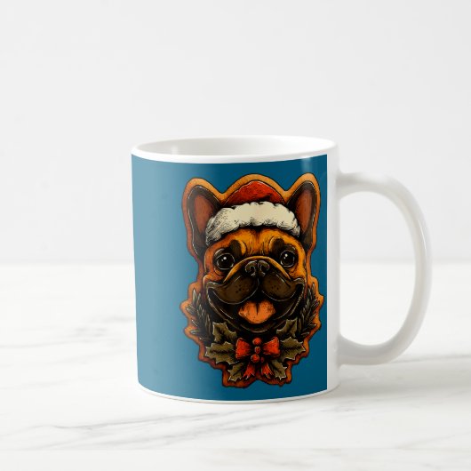 Christmas French Bulldog With Santa Hat Gingerbrea Kaffeetasse (Rechts)