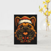 Christmas French Bulldog With Santa Hat Gingerbrea Karte (Gelbe Blume)