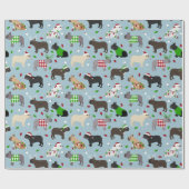 Christmas French Bulldog Wrapping Paper Geschenkpapier (Flach)