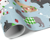 Christmas French Bulldog Wrapping Paper Geschenkpapier (Rolleneckpunkt)