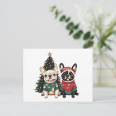 Christmas French Bulldogs Postkarte (Stehend Vorderseite)