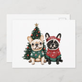 Christmas French Bulldogs Postkarte (Vorne/Hinten)