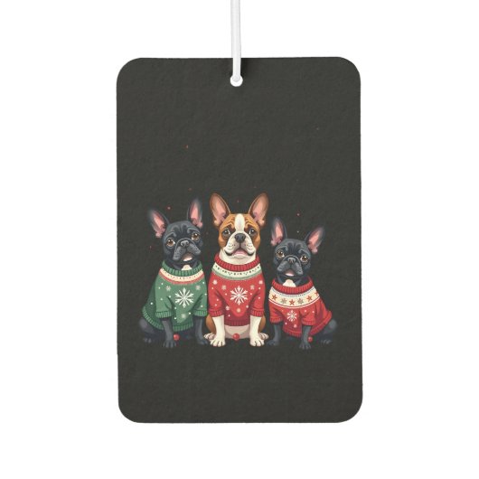 Christmas French Bulldogs Xmas Frenchie Dog 4 Autolufterfrischer (Vorderseite)