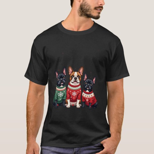 Christmas French Bulldogs Xmas Frenchie Dog 4 T-Shirt (Vorderseite)