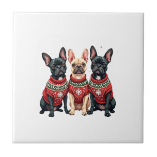 Christmas French Bulldogs Xmas Frenchie Dog Fliese
