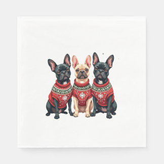 Christmas French Bulldogs Xmas Frenchie Dog Serviette