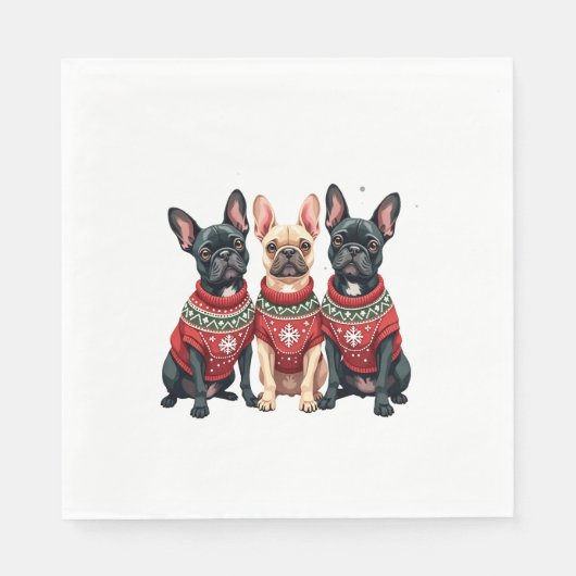Christmas French Bulldogs Xmas Frenchie Dog Serviette (Vorderseite)