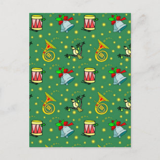 Christmas, French Horns and Magenta Drums Feiertagspostkarte