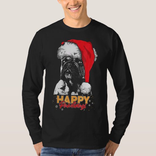 Christmas Frenchie Gif Happy Pawlidays T-Shirt (Vorderseite)