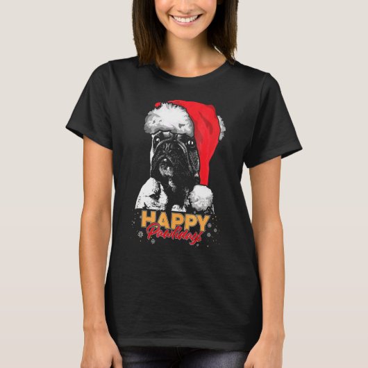 Christmas Frenchie Gif Happy Pawlidays T-Shirt (Vorderseite)