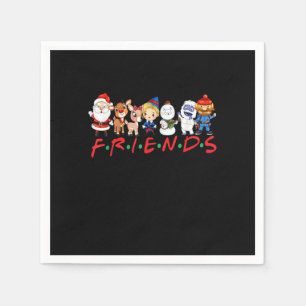 Christmas Friends Santa Rudolph Snowman Family Xma Serviette