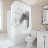 Christmas Friesian Stallion Duschvorhang (Beispiel)