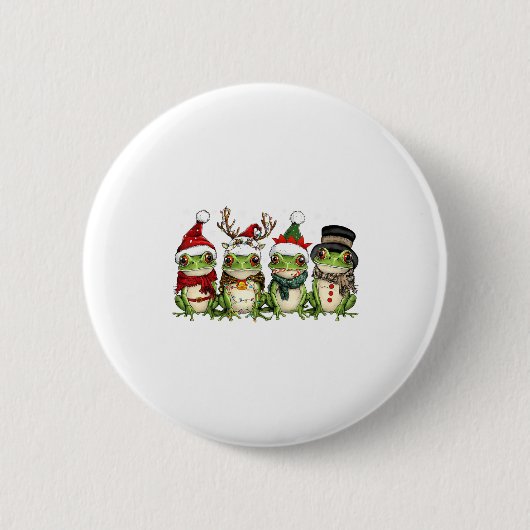 Christmas Frog Crew Santa Elf Reindeer Xmas Lights Button (Vorderseite)