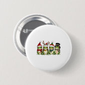 Christmas Frog Crew Santa Elf Reindeer Xmas Lights Button (Vorne & Hinten)