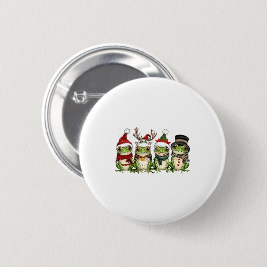 Christmas Frog Crew Santa Elf Reindeer Xmas Lights Button (Vorne & Hinten)