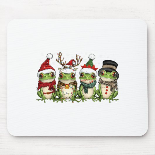 Christmas Frog Crew Santa Elf Reindeer Xmas Lights Mousepad (Vorne)
