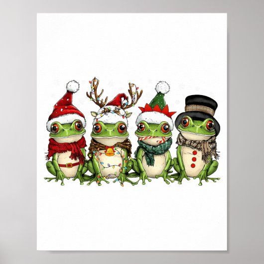 Christmas Frog Crew Santa Elf Reindeer Xmas Lights Poster (Vorne)