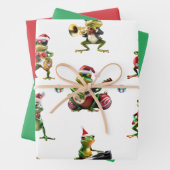 Christmas Frog Jazz Band und Solids Green & Red Geschenkpapier Set (Beispiel)