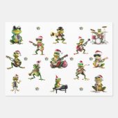 Christmas Frog Jazz Band und Solids Green & Red Geschenkpapier Set (Vorderseite)