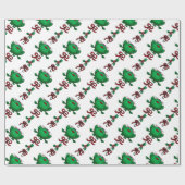 Christmas Frog Mistletoe Ribbon Muster Geschenkpapier (Flach)