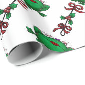 Christmas Frog Mistletoe Ribbon Muster Geschenkpapier (Rolleneckpunkt)