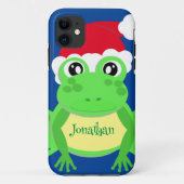 Christmas Frog Weihnachtsmannmütze Blue Novelty Case-Mate iPhone Hülle (Rückseite)
